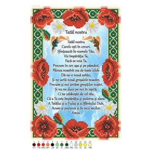 SCHEMA PENTRU BRODERIE CU MĂRGELE PRECIOSA "Tatăl Nostru" (maci 1)