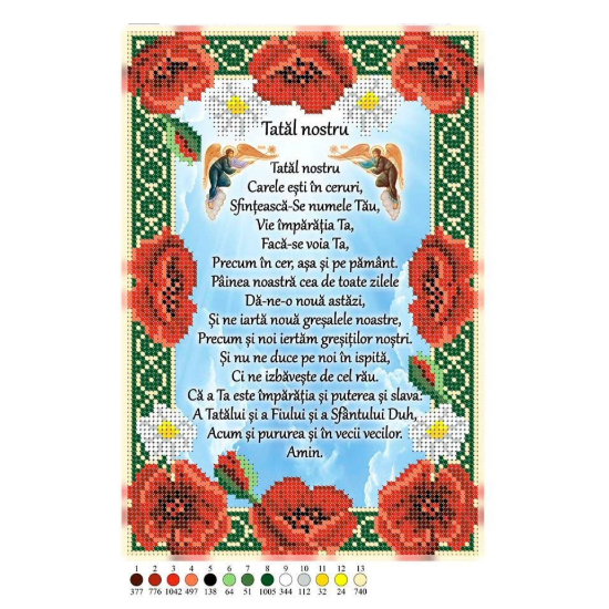 SCHEMA PENTRU BRODERIE CU MĂRGELE PRECIOSA "Tatăl Nostru" (maci 1)