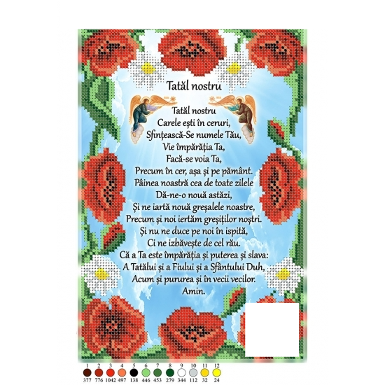 SCHEMA PENTRU BRODERIE CU MĂRGELE PRECIOSA "Tatăl Nostru" (maci 2)