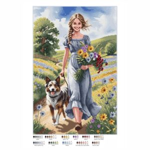 SCHEMA PENTRU BRODERIE CU MĂRGELE PRECIOSA „Vara, fata cu câinele”