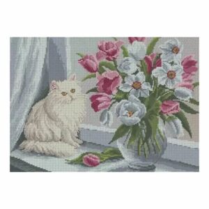 SCHEMA PENTRU BRODERIE CU MĂRGELE PRECIOSA „Pisica la fereastră”