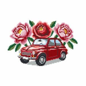 SCHEMA PENTRU BRODERIE CU MĂRGELE PRECIOSA „Masina cu bujori”