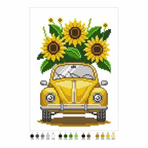 SCHEMA PENTRU BRODERIE CU MĂRGELE PRECIOSA „Masina cu floarea soarelui ”