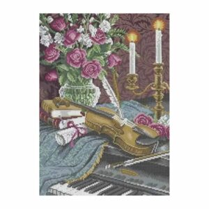 SCHEMA PENTRU BRODERIE CU MĂRGELE PRECIOSA „Vioara și pianul”