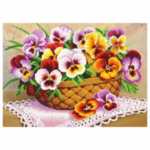 SCHEMA PENTRU BRODERIE CU MĂRGELE PRECIOSA „Coș cu panseluțe”