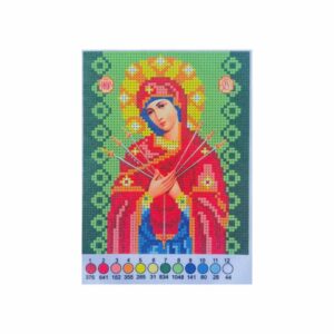 SCHEMA PENTRU BRODERIE CU MĂRGELE PRECIOSA „Maica Domnului cu 7 săgeți” (verde)