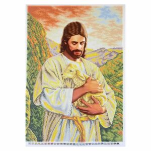 SCHEMA PENTRU BRODERIE CU MĂRGELE PRECIOSA „Isus cu oița în brațe”
