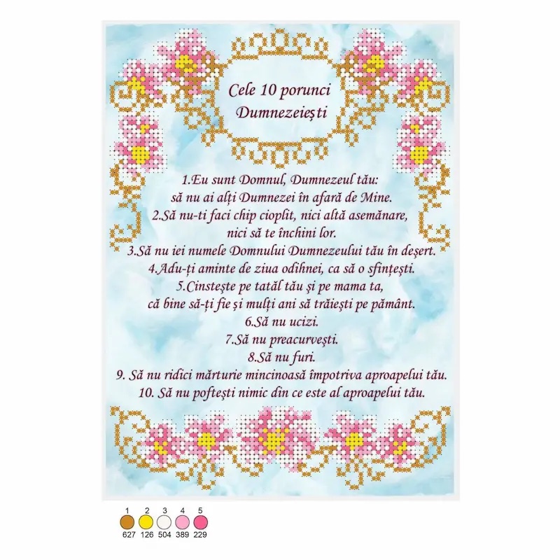 SCHEMA PENTRU BRODERIE CU MĂRGELE PRECIOSA „10 Porunci” (albastru)