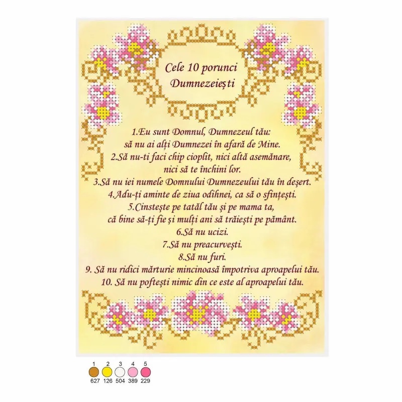 SCHEMA PENTRU BRODERIE CU MĂRGELE PRECIOSA „10 Porunci” (galben)