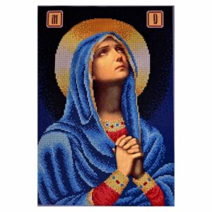 SCHEMA PENTRU BRODERIE CU MĂRGELE PRECIOSA „Maica Domnului plânsă” (fondal albastru)