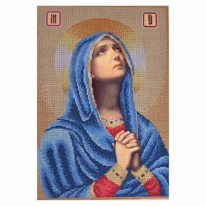 SCHEMA PENTRU BRODERIE CU MĂRGELE PRECIOSA „Maica Domnului plânsă” (fondal auriu)