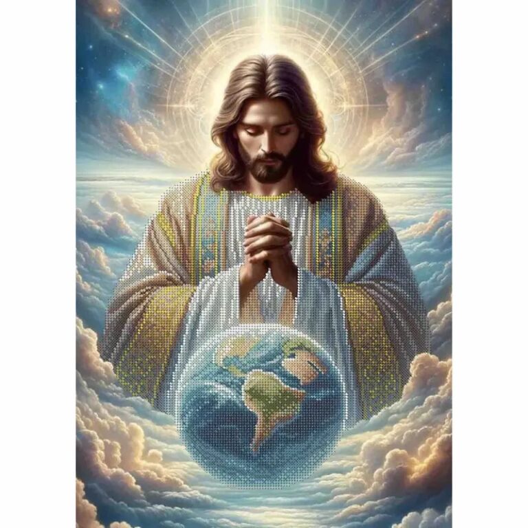 SCHEMA PENTRU BRODERIE CU MĂRGELE PRECIOSA „Isus apără lumea”